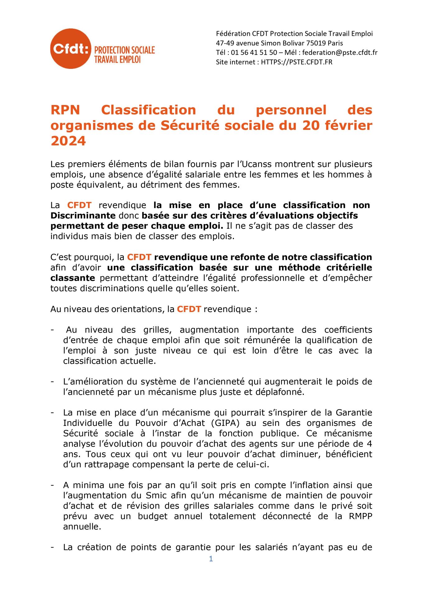 Revendication cfdt negociation classification page 0001